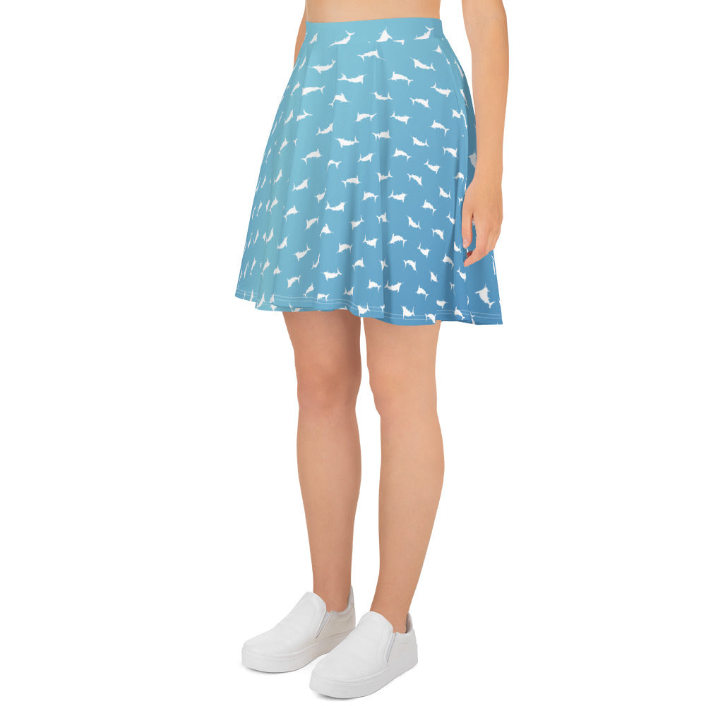 Sky ombré white marlin Skater Skirt