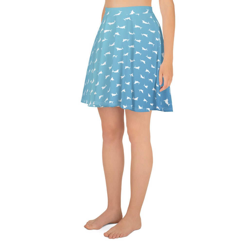 Sky ombré white marlin Skater Skirt