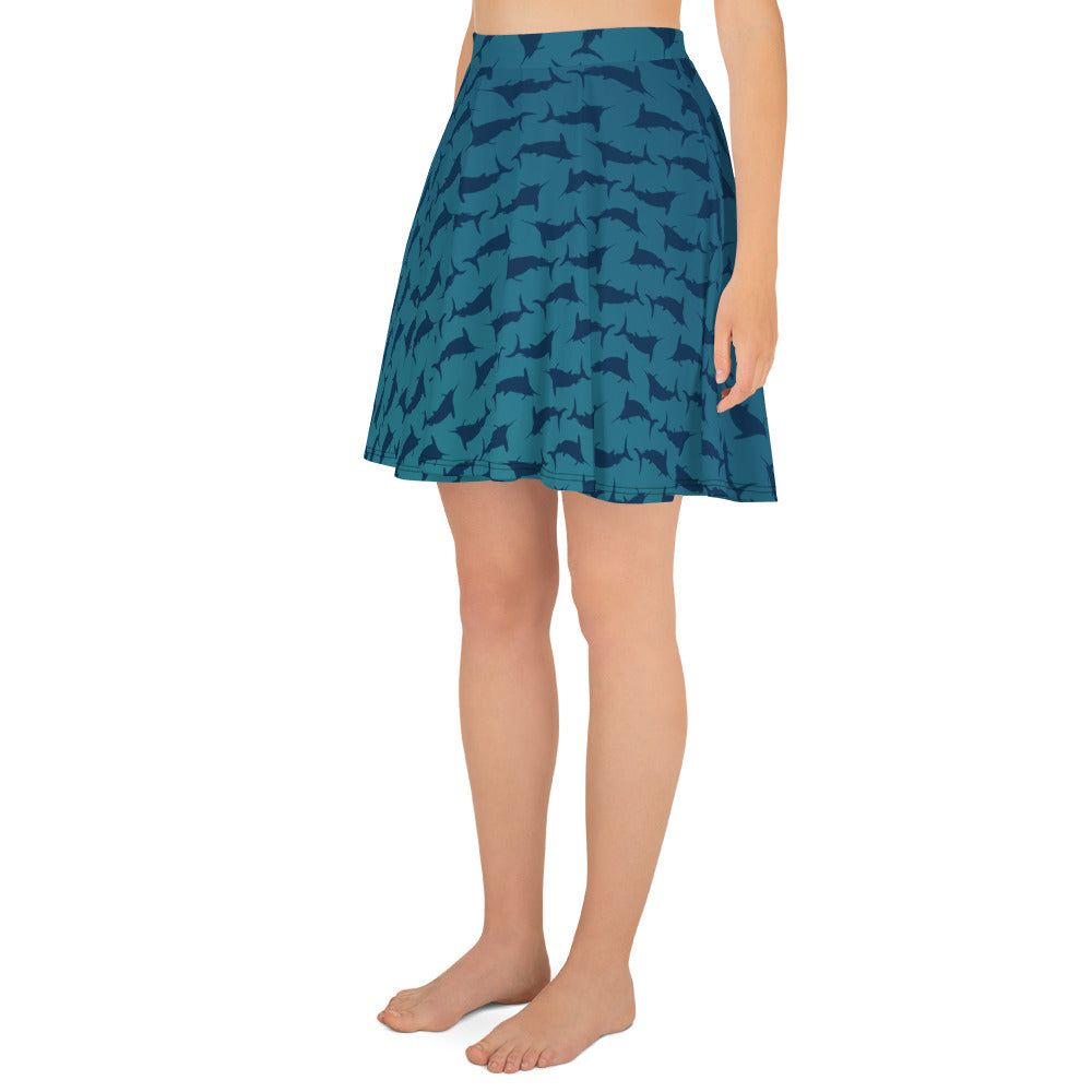 Green blue ombré Navy Marlin Skater Skirt