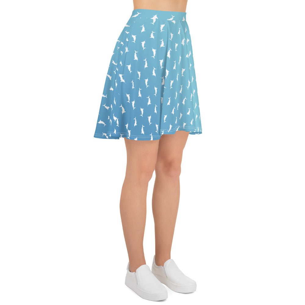 Sky ombré white marlin Skater Skirt