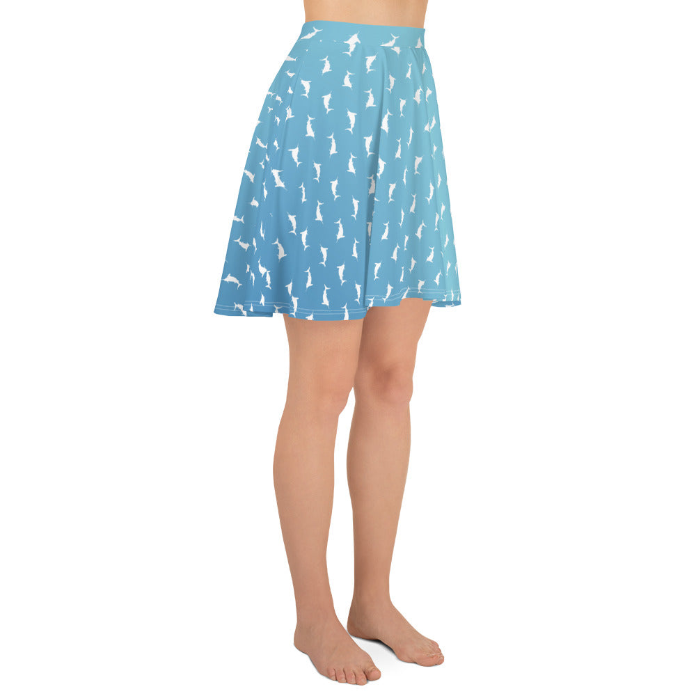 Sky ombré white marlin Skater Skirt