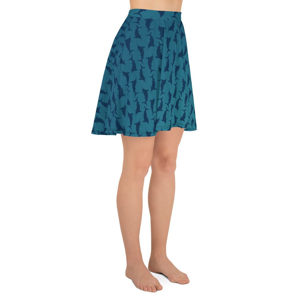 Green blue ombré Navy Marlin Skater Skirt