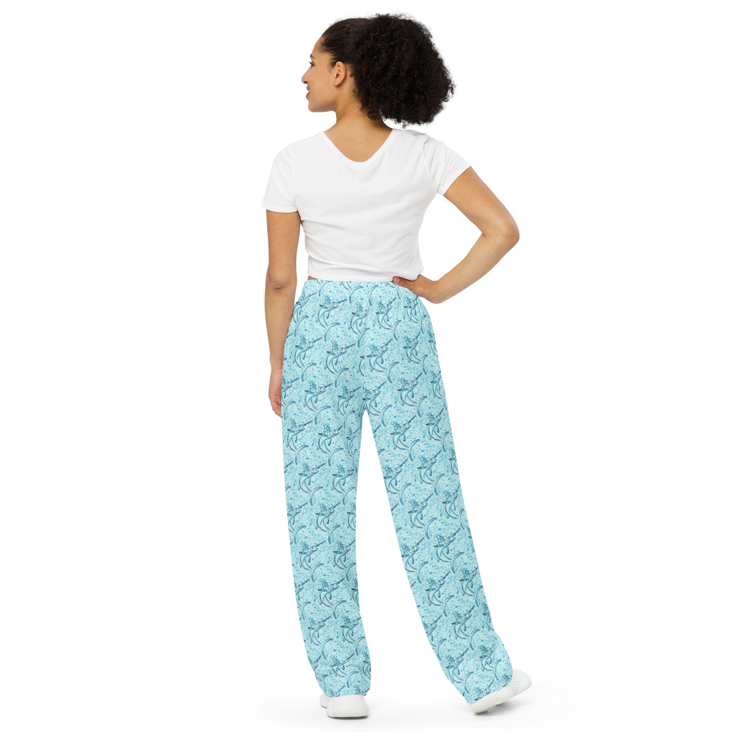 Marlin sketch All-over print unisex wide-leg pants