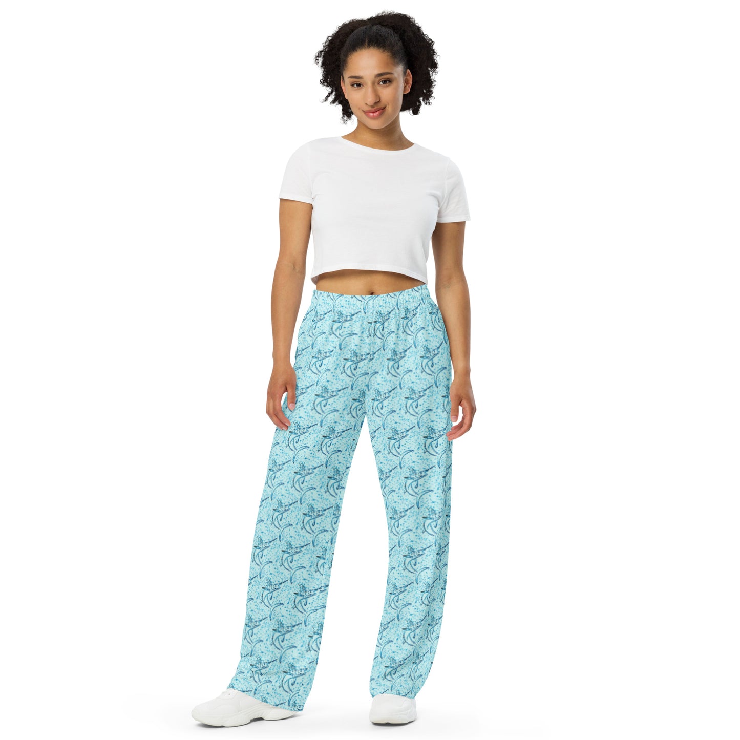 Marlin sketch All-over print unisex wide-leg pants