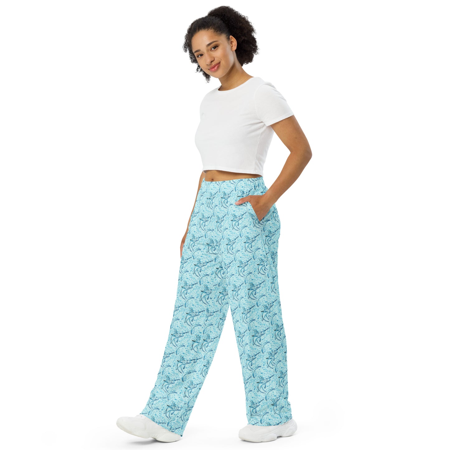 Marlin sketch All-over print unisex wide-leg pants