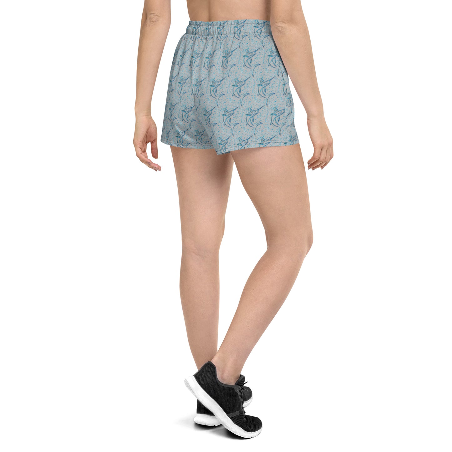 Marlin sketch pattern Women’s Recycled Athletic Shorts