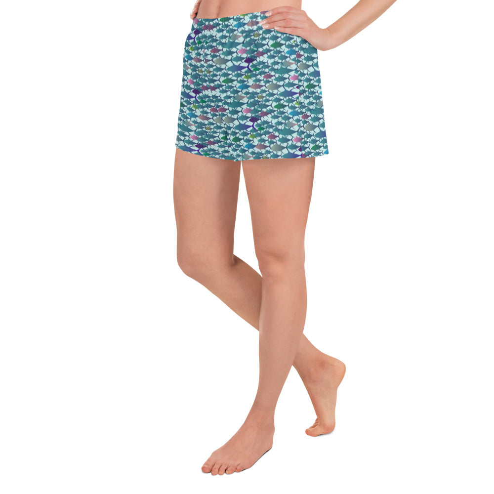 Technicolor tuna Women’s Recycled Athletic Shorts