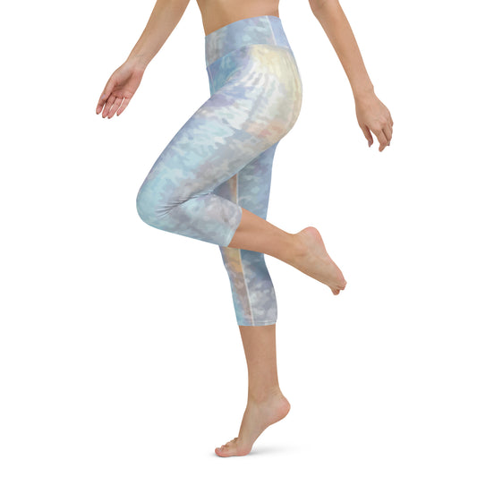 Iridescent fish skin abstract print Yoga Capri Leggings