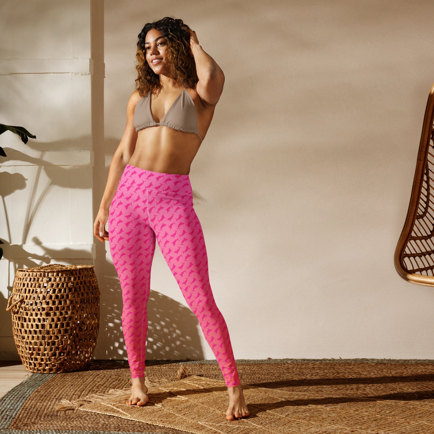 Sunset Ombré Pink Marlin Scatter Yoga Leggings