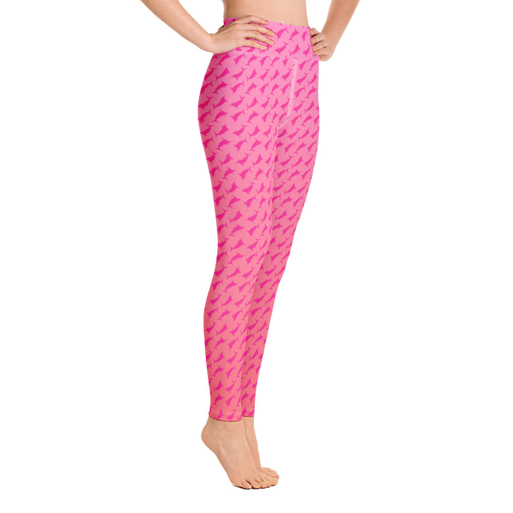 Sunset Ombré Pink Marlin Scatter Yoga Leggings