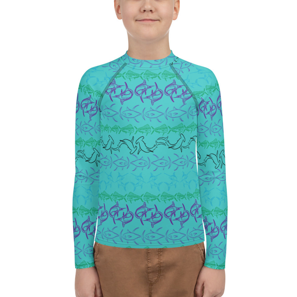 Fish Pattern Rash Guard Tribal Fish Youth Rash Guard – TheShadowSiren