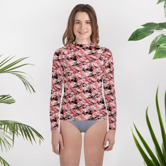 Winterflock flamingo Youth Rash Guard