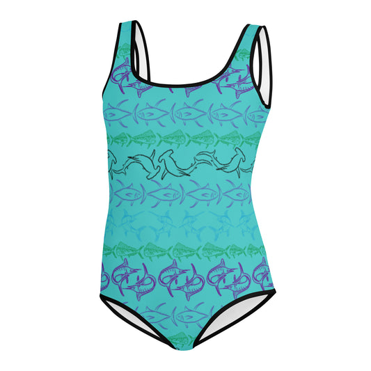 Tribal Fish All-Over Print Youth Swimsuit