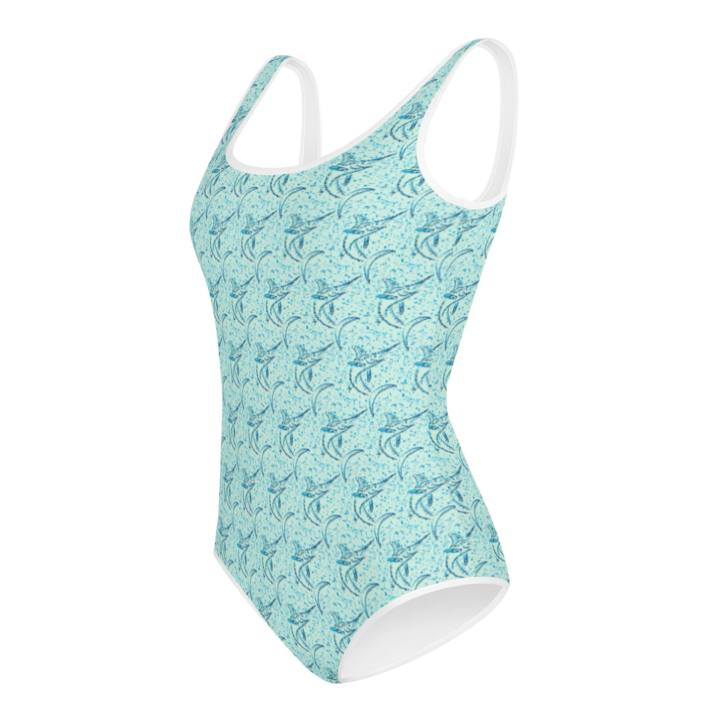 Marlin sketch pattern All-Over Print Youth Swimsuit