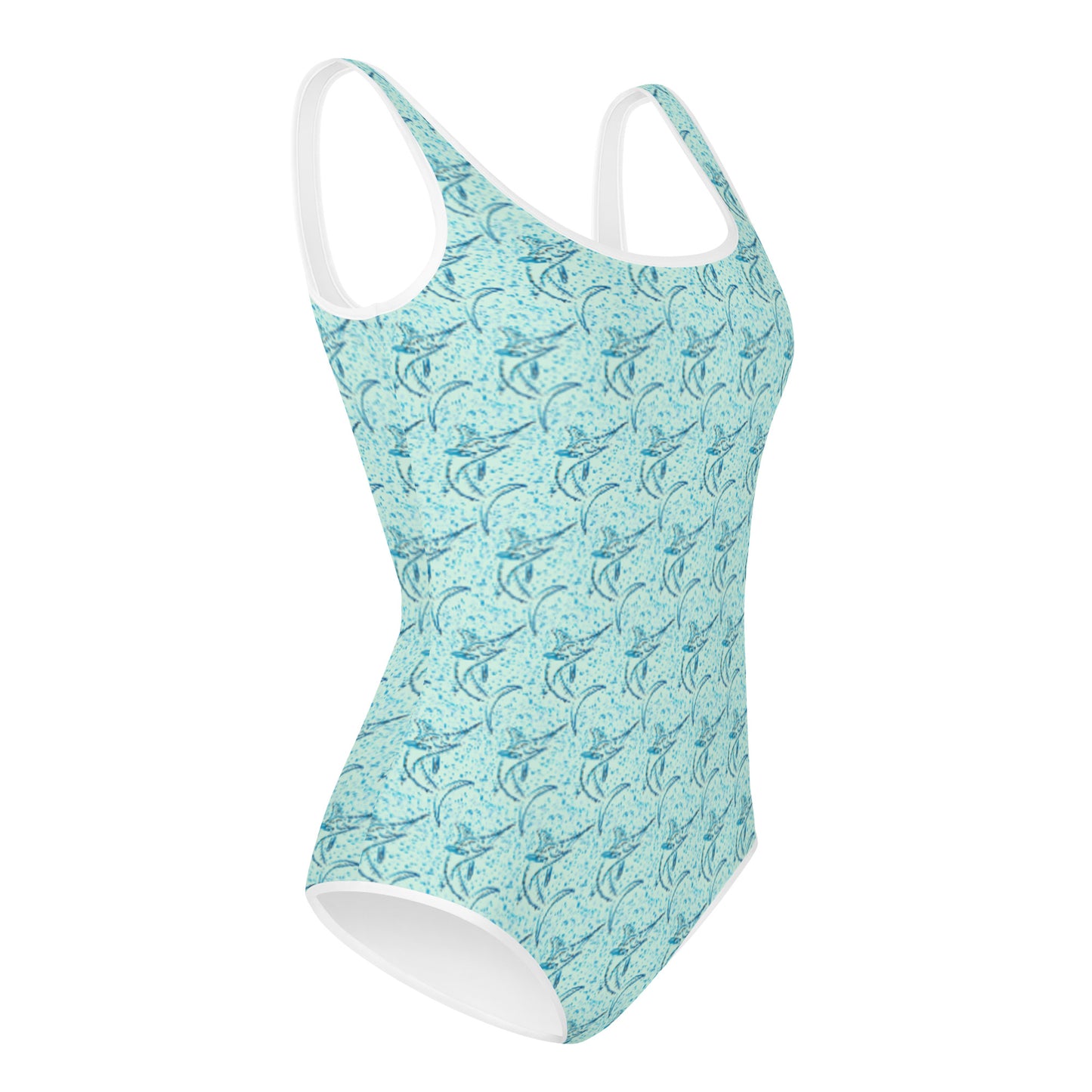 Marlin sketch pattern All-Over Print Youth Swimsuit