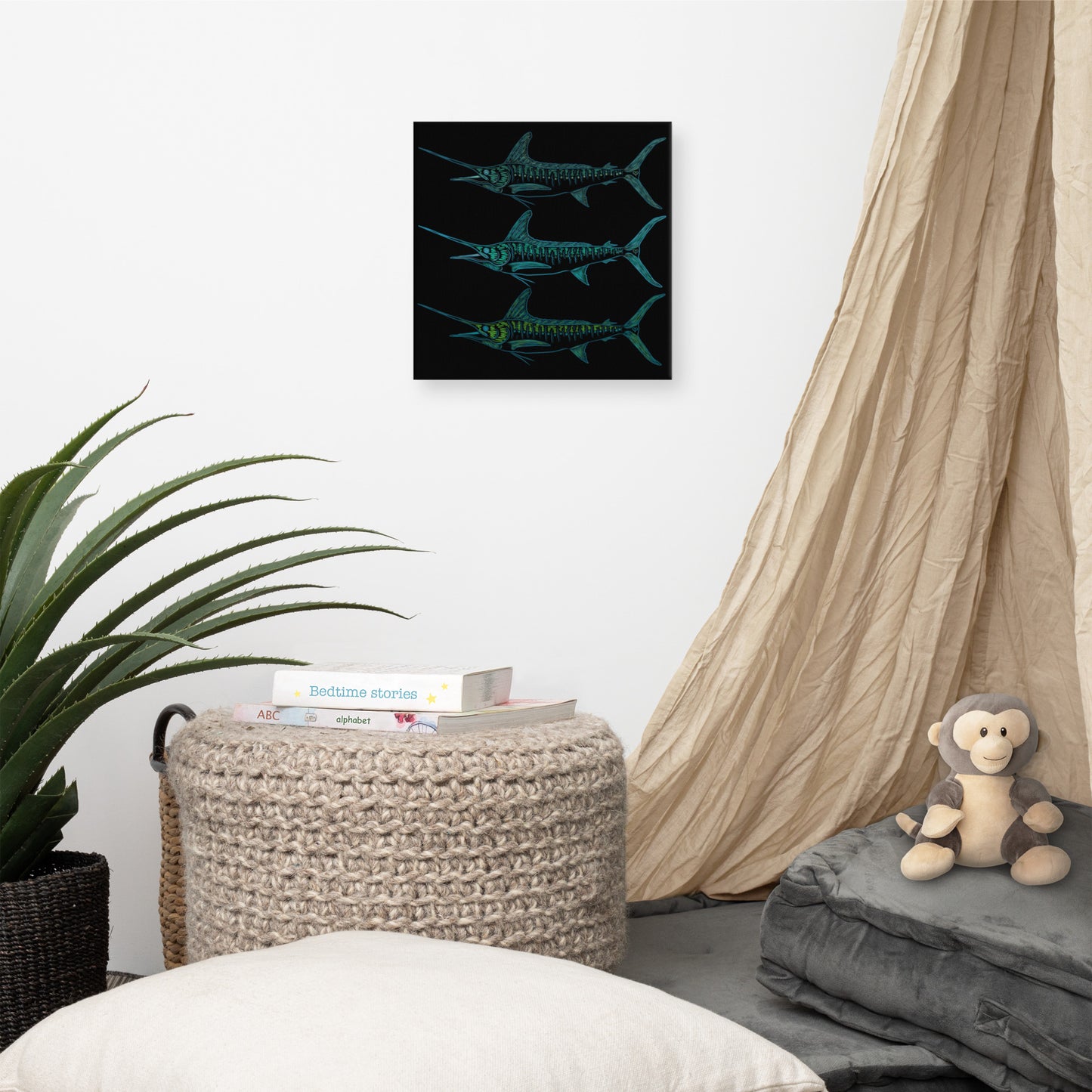 Neon Marlin triplicate canvas