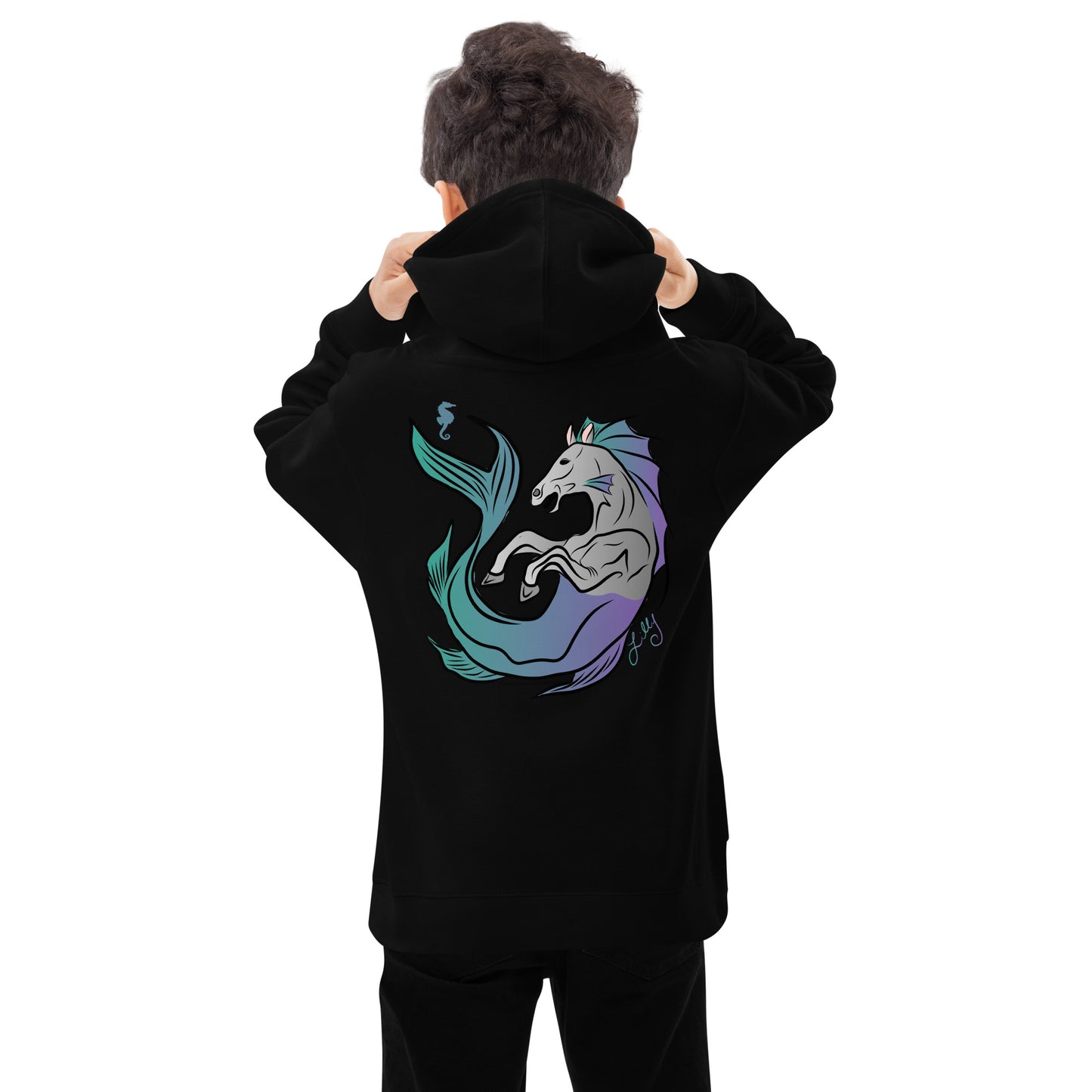 Ocean Pony- Lilly Kids fleece hoodie