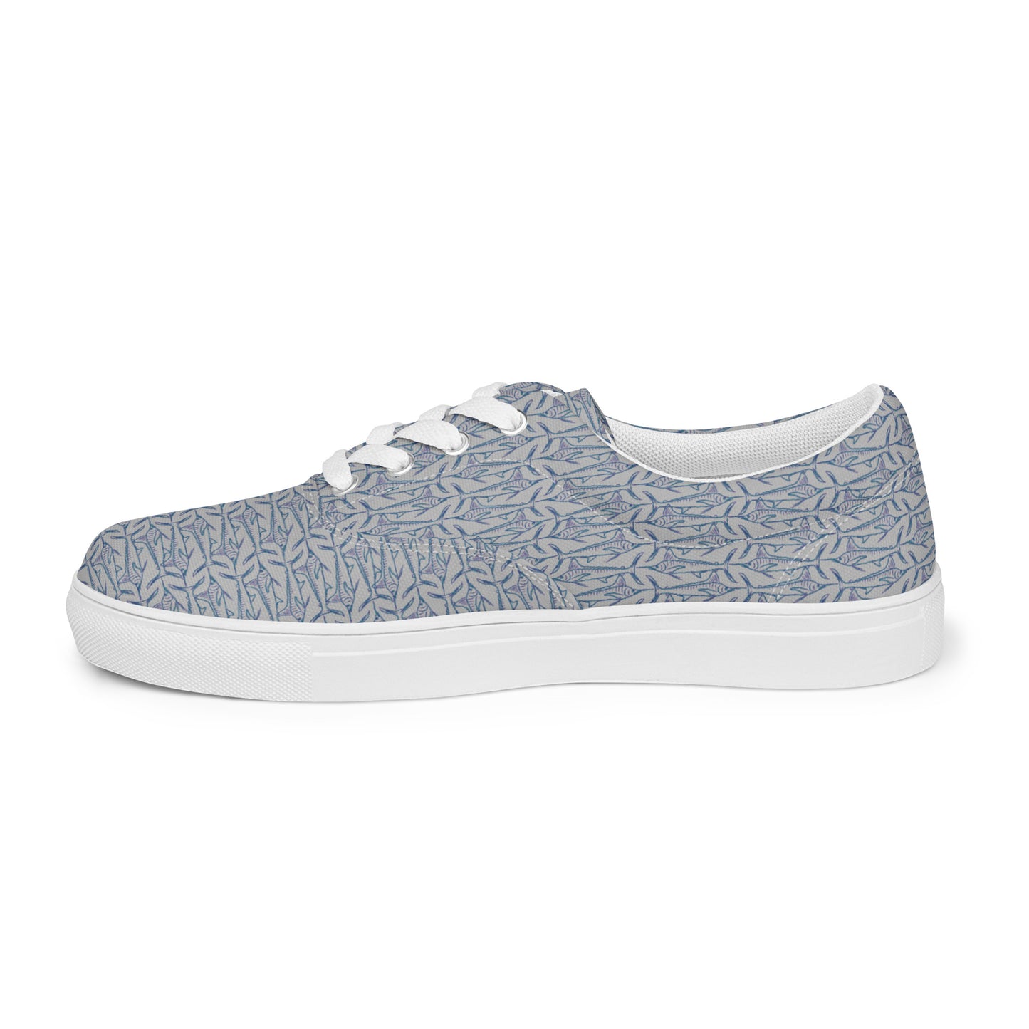 Jacked Up Marlin repeat on gray Men’s lace-up canvas shoes