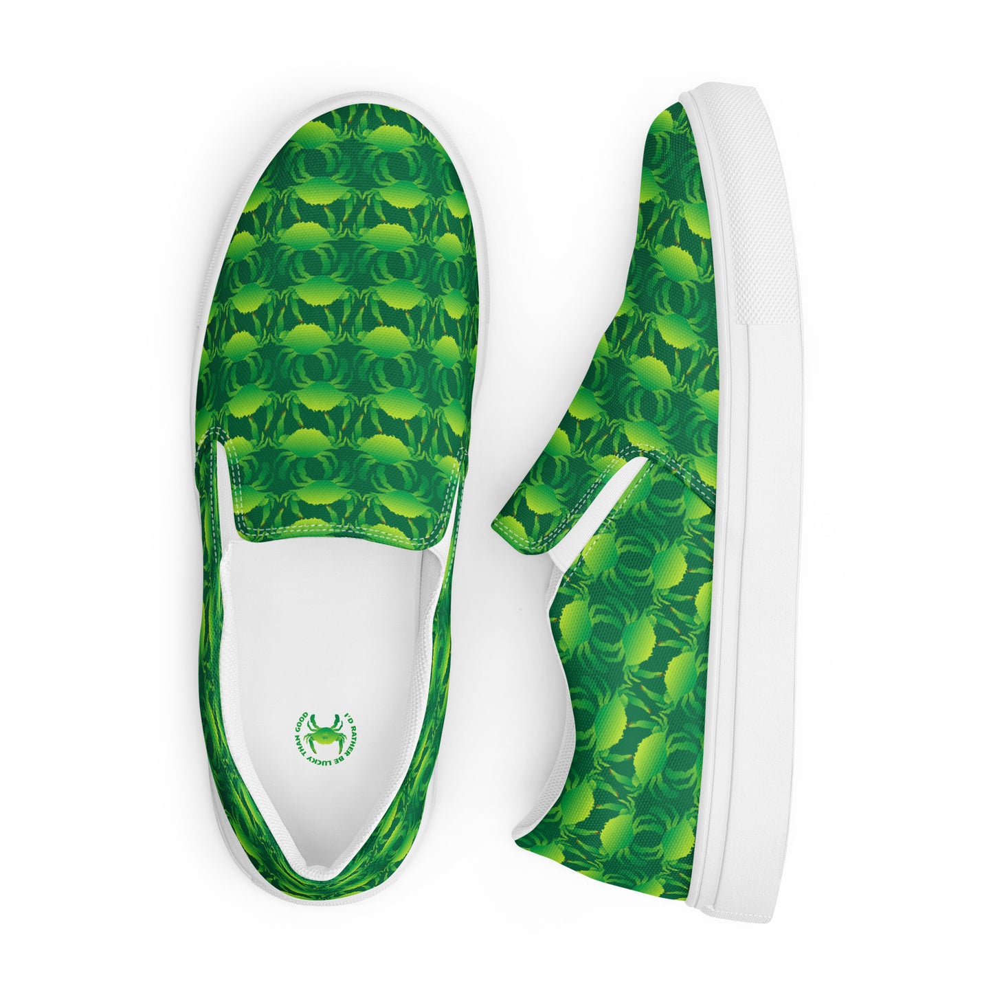 Rather Be Lucky Dark Green Men’s slip-on canvas shoes