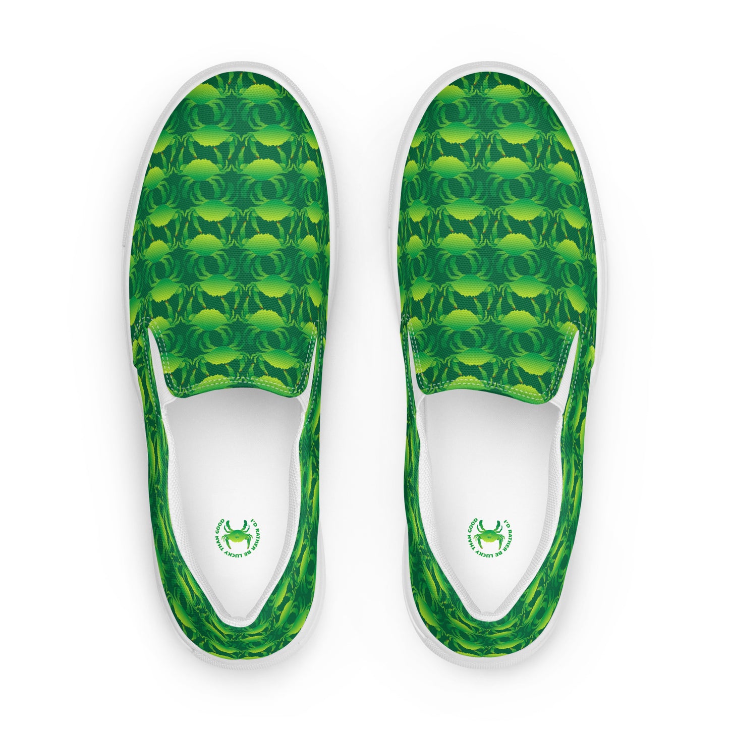 Rather Be Lucky Dark Green Men’s slip-on canvas shoes