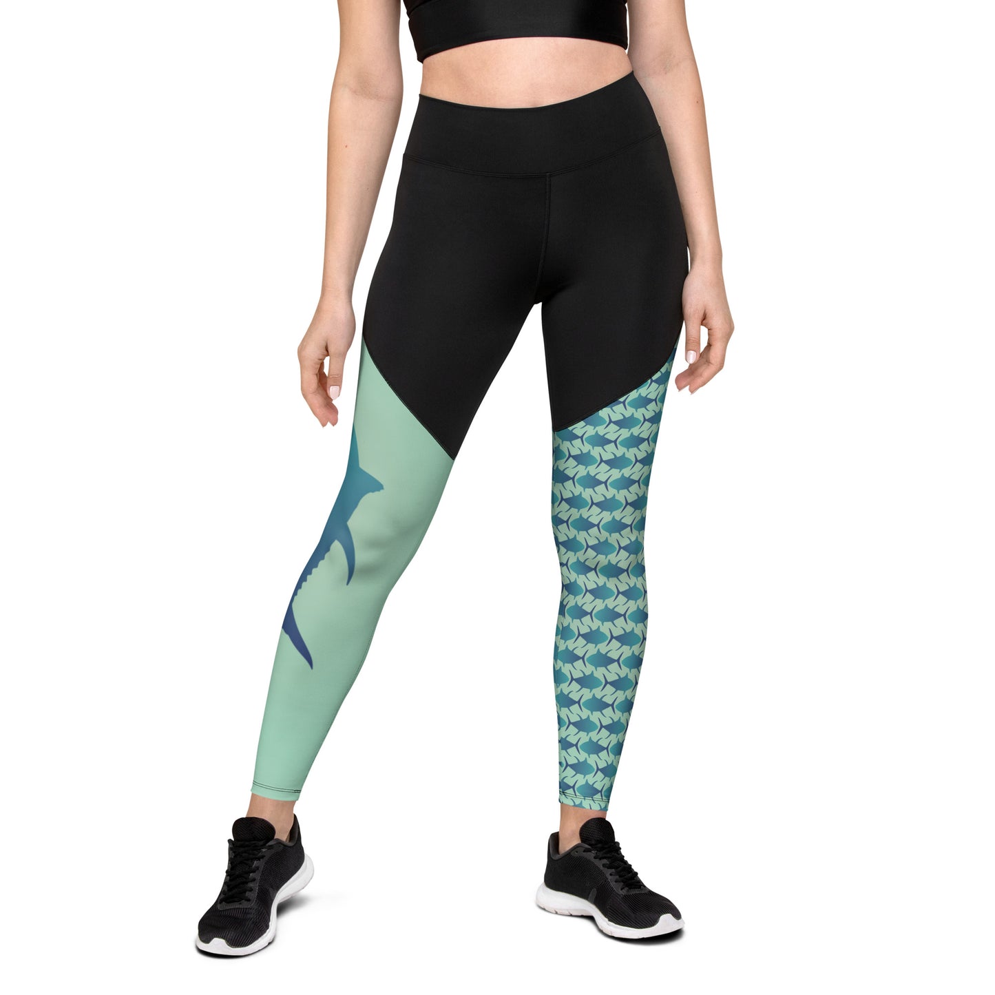 Blue Green tuna Mismatch Sports Leggings