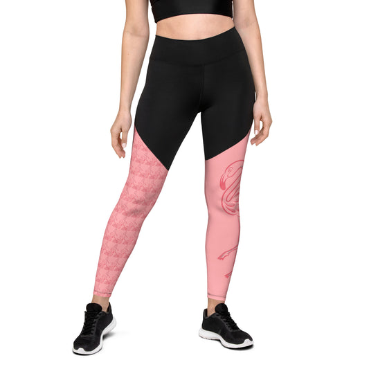 Winterflocked mismatch flamingo Sports Leggings