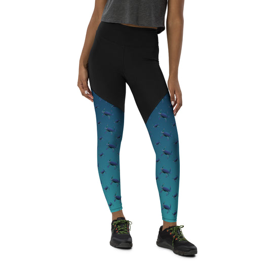 Blue green ombré bushels of fun Sports Leggings