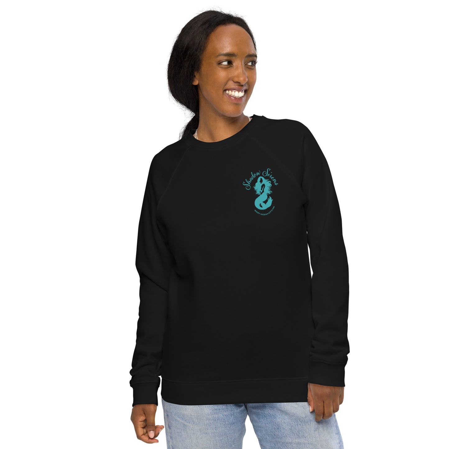 Feeling Cute Unisex organic raglan sweatshirt