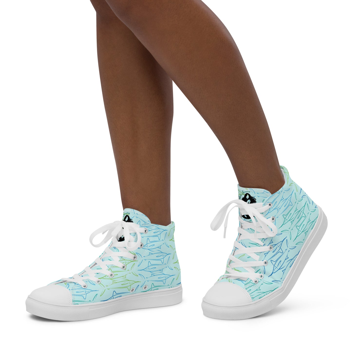 Marlin pattern Women’s high top canvas shoes