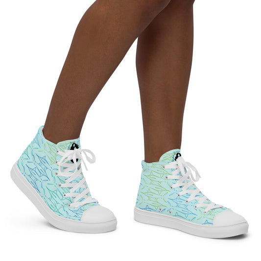 Marlin pattern Women’s high top canvas shoes