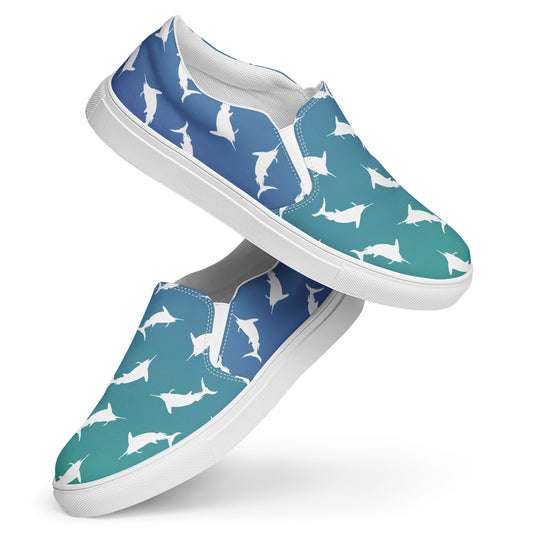 Green blue ombre white marlin Women’s slip-on canvas shoes